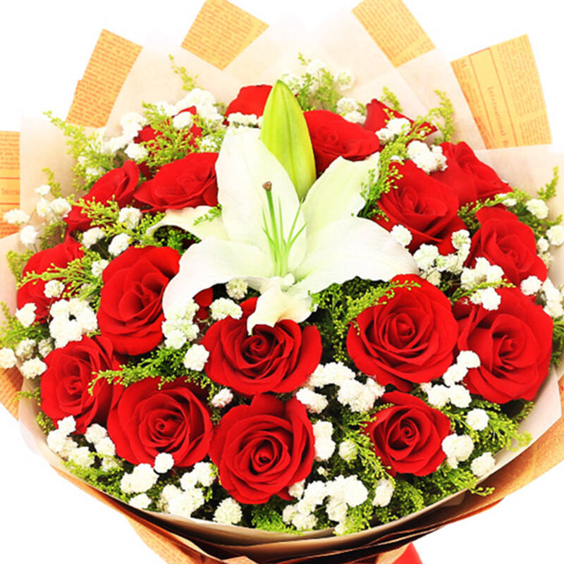 花朵朵 鲜花速递红玫瑰花百合花束北京上海全国同城配送指定日期极速