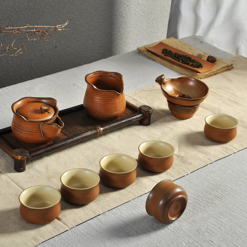 肖字和德 功夫茶具 窑变粗陶茶具套装 台湾古朴风 高端茶具套组茶壶茶