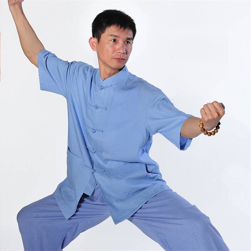 柏龄 男士修身款太极服套装 练功服 太极拳服装 晨练 武术服 夏季短袖