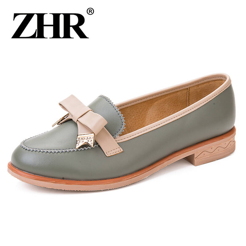 zhr2015春季新款休闲女鞋蝴蝶结甜美单鞋平跟平底鞋浅口乐福鞋h36