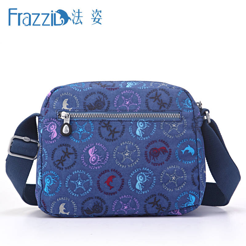 frazzil/法姿尼龙女包包休闲女士小斜挎包多隔层小布包单肩印花帆布包