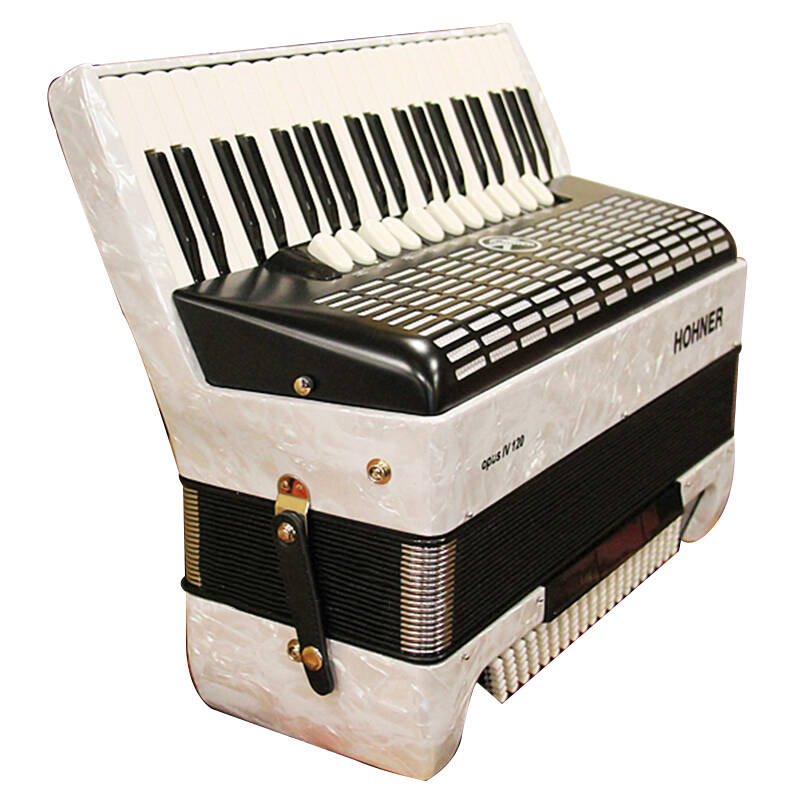 霍纳(hohner)意大利德国和来opus系列4排簧120贝司键盘白色手风琴