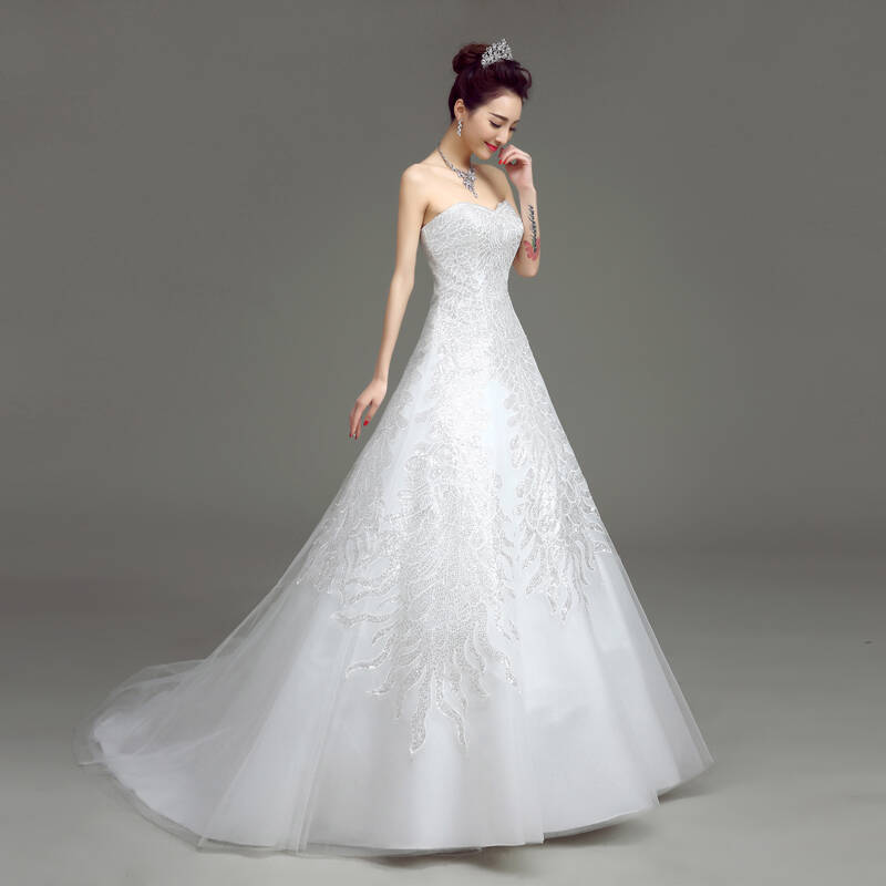 依衫依适婚纱礼服2015春夏季新款韩版修身显瘦抹胸绑带a字裙摆婚纱