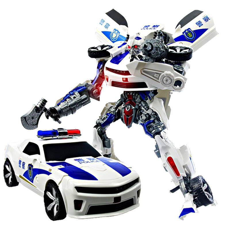 锦江变形金刚4擎天柱大黄蜂42cm警车发声发光汽车机器