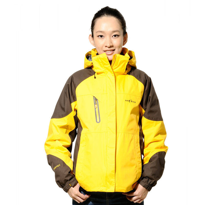 airtex亚特 防水透气保暖 女式户外两件套三合一冲锋衣w6207 黄色