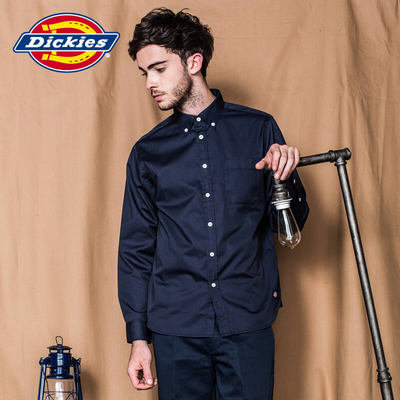 dickies2015男式薄款tc斜纹长袖衬衫151m20wd12 nb藏青蓝 (xxl)185