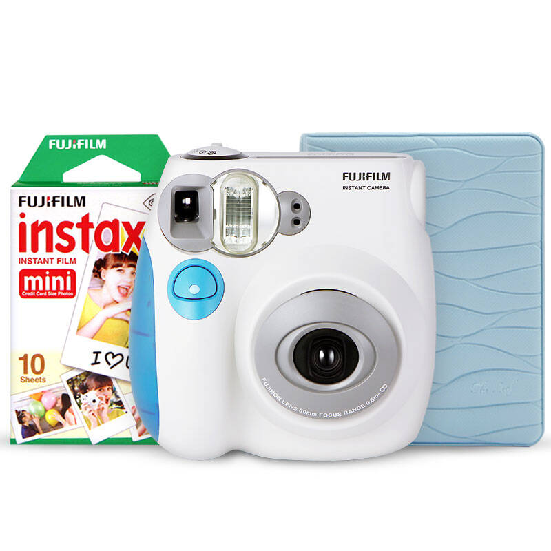 富士(fujifilm)一次成像趣奇instax mini7s相机套餐含拍立得相纸 蓝色