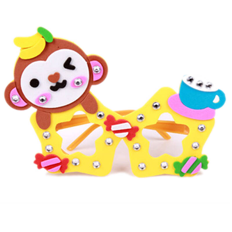 钻石眼镜 幼儿童手工diy贴画制作材料立体粘贴画玩具 喜洋洋眼镜-幼儿