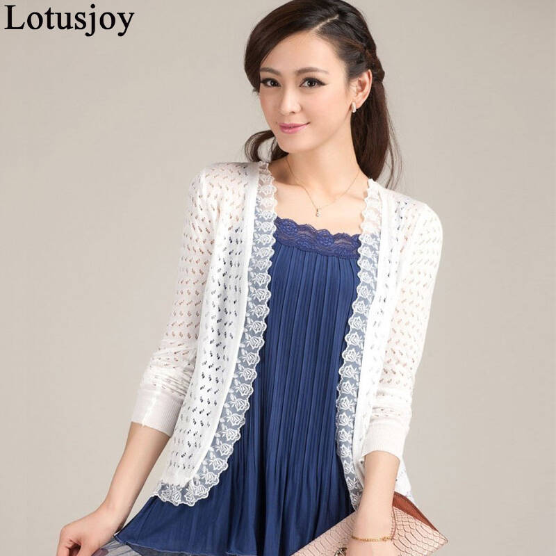 lotusjoy2014春夏新款 韩版蕾丝开衫外套坎肩小披肩空调衫女士针织衫