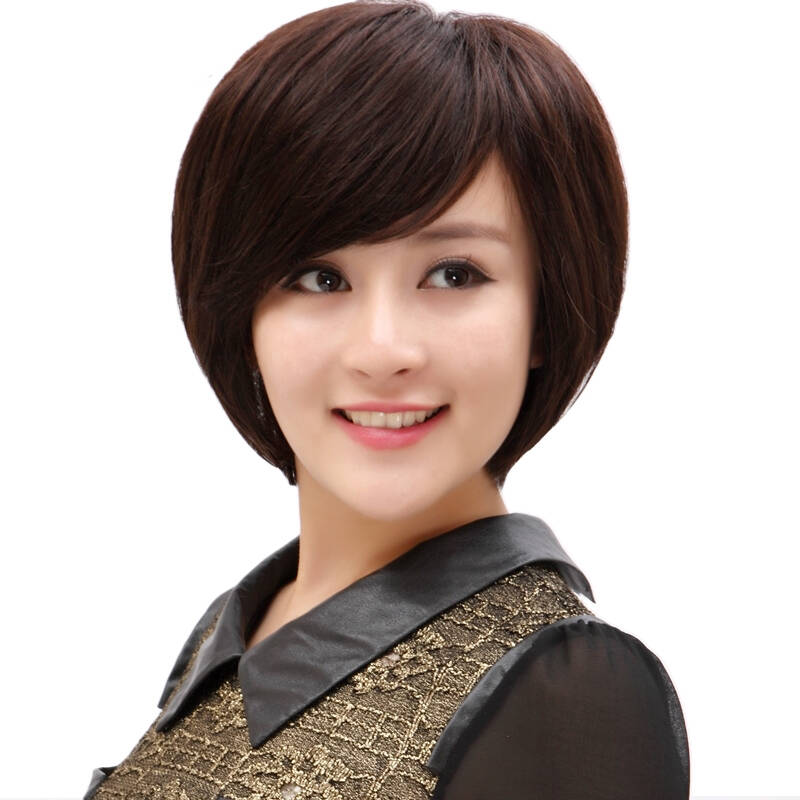 贝丽丝假发 时尚波波头真人假发 头顶手织真发假发短发女 bobo头修脸