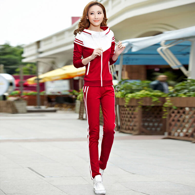 得宠儿2015运动套装女秋修身显瘦长袖韩版休闲套装女士运动服卫衣两件