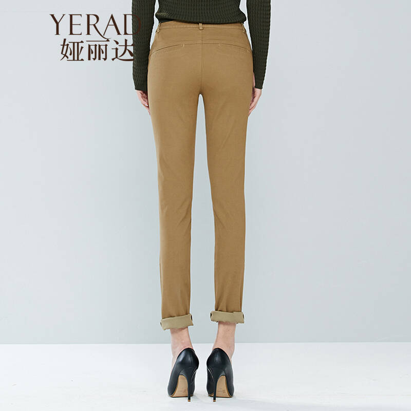 娅丽达女裤2015新款秋直筒休闲裤女长裤大码宽松ol西裤长裤e3418 驼色