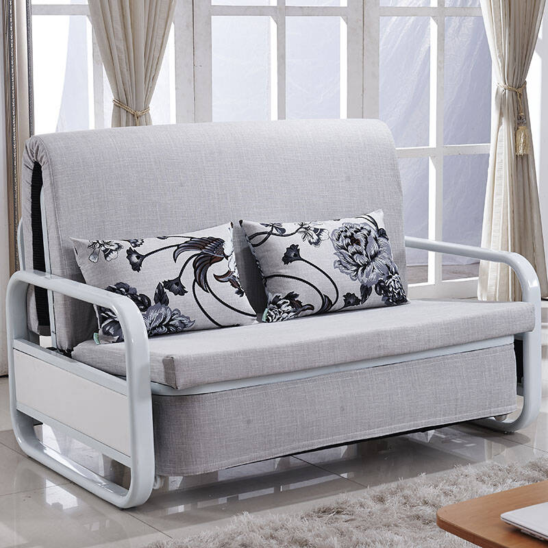 恩麦 沙发床 双人布艺折叠沙发床1.5米 折叠床1.