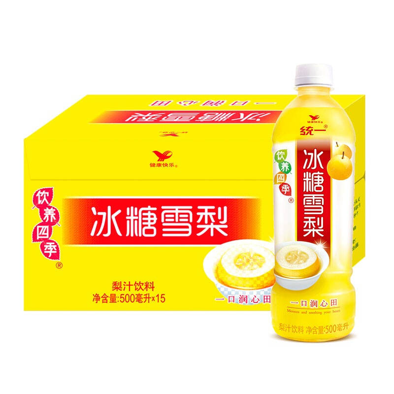 统一 冰糖雪梨饮料500ml*15瓶 整箱