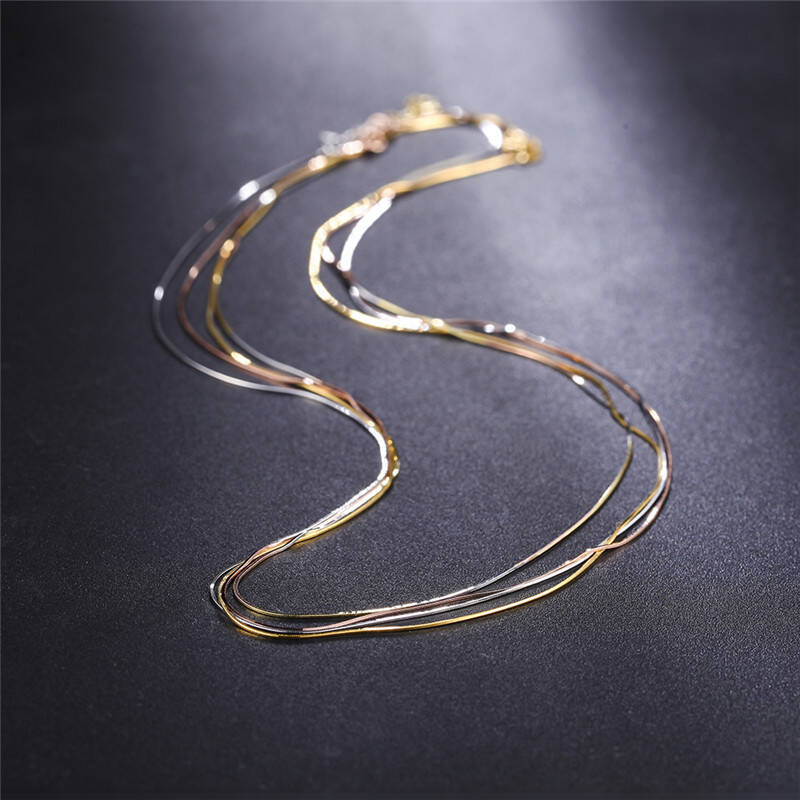 鸣钻国际 18k金项链 蛇骨链 多种规格 四色可选可搭配吊坠 18k黄金 约