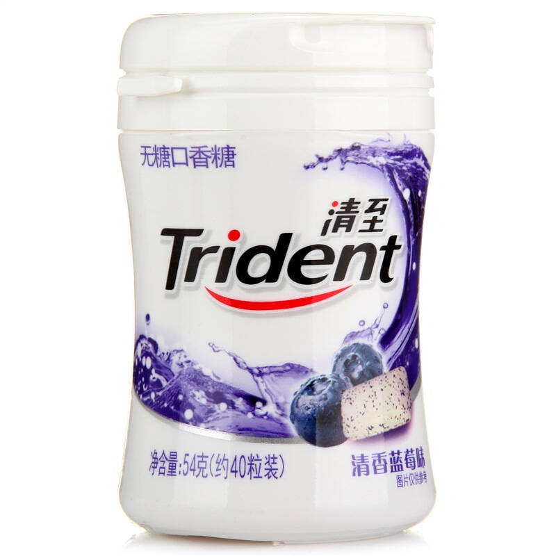 清至(trident)无糖口香糖 清香蓝莓 54克约40粒