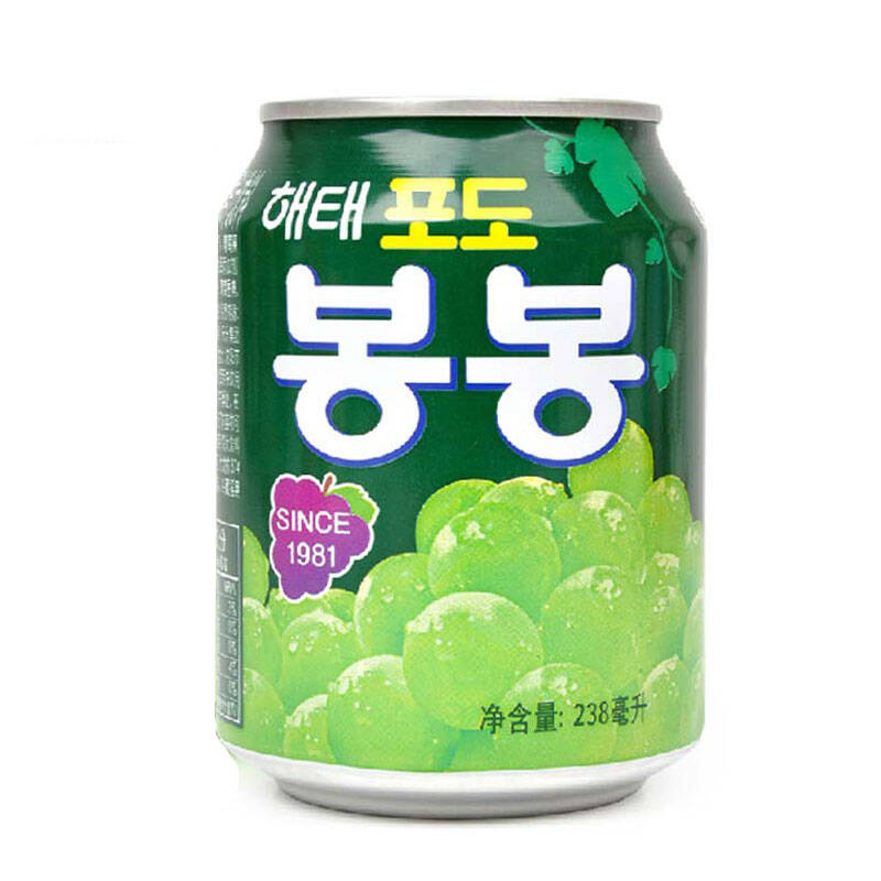 韩国进口零食饮料 海太葡萄汁饮料238ml果粒果汁饮料