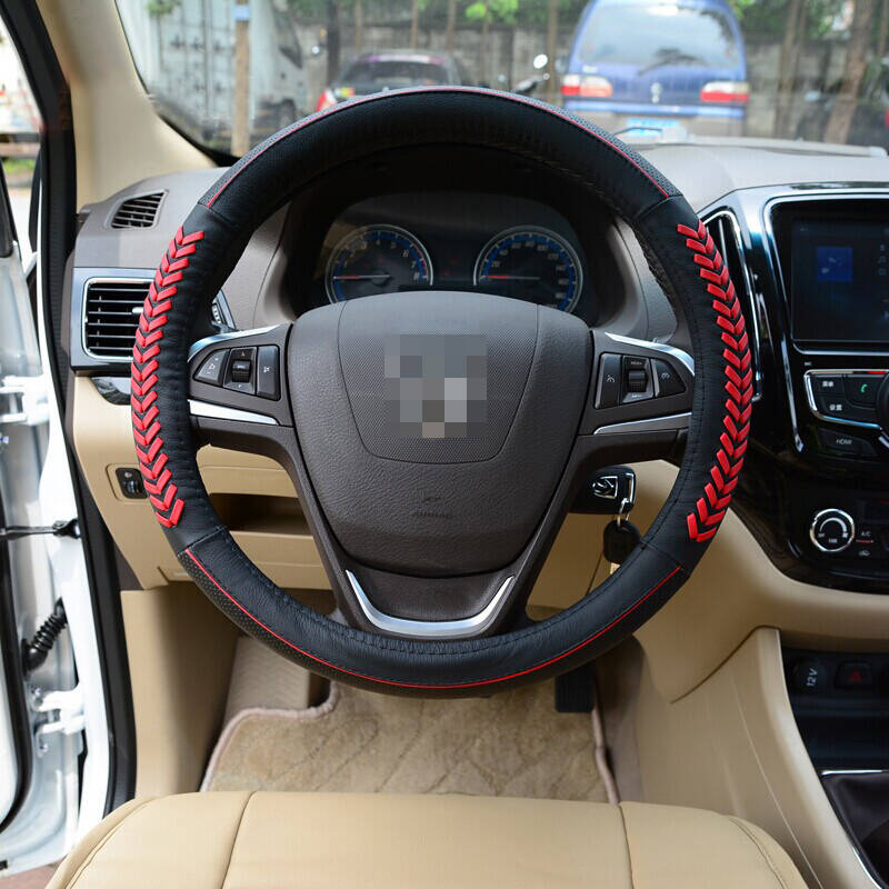 珍饰美 汽车真皮方向盘套 汽车改装内饰方向盘 专车专用改装方向盘套