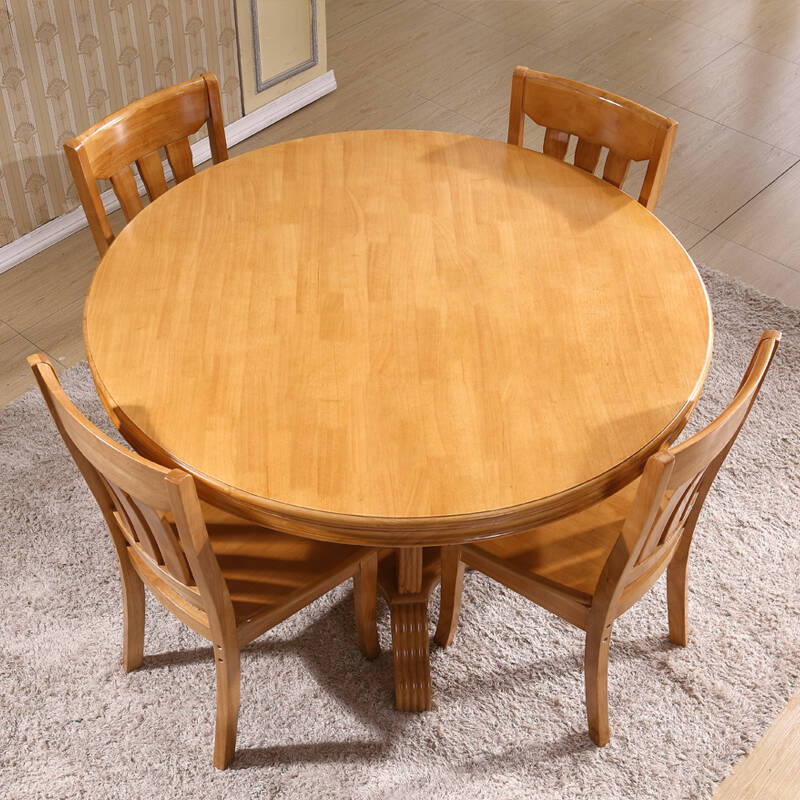 3免1鲁菲特 实木餐桌 中式经典圆形餐桌 饭桌子 餐桌餐椅组合 633 1.