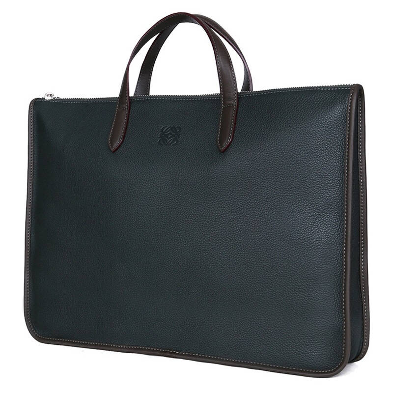 loewe 罗意威 男士深绿色牛皮手提公文包 323 26l770 4790