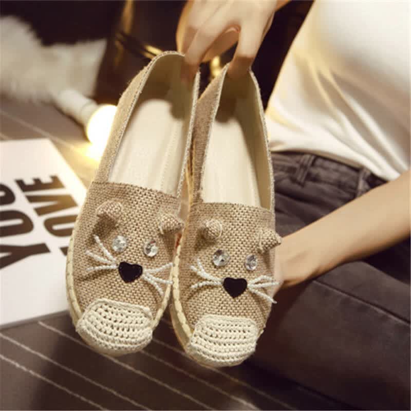 azvf 2015夏新款潮鞋厚底兔耳朵渔夫鞋麻绳草编女鞋亮片单鞋猫咪休闲