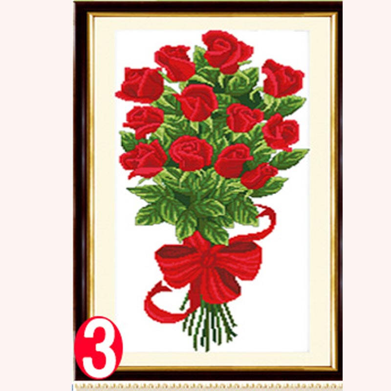 杯水玫瑰十字绣最新款客厅小挂画精准印花十字绣玫瑰花系列画风景 3号