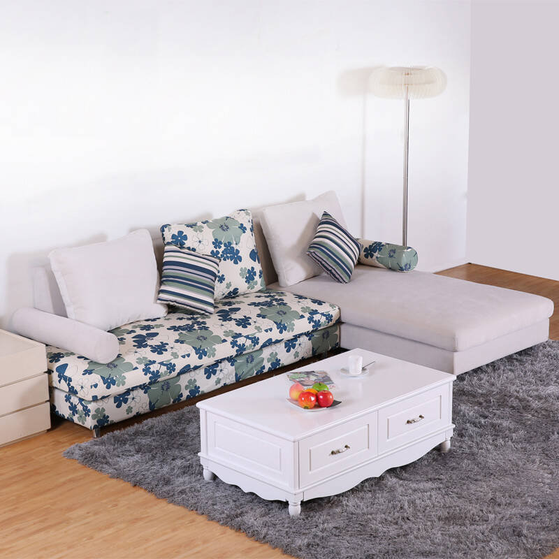 西耶 田园风格布沙发组合客厅布艺沙发宜家小户型沙发床三人位沙发可