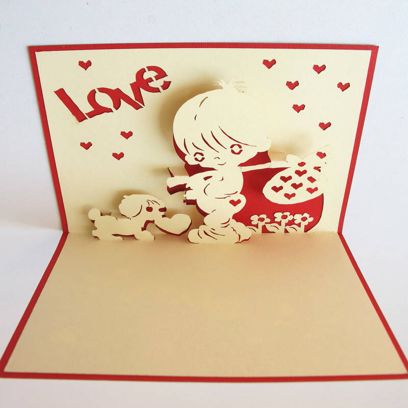 创意3d手工纸雕立体贺卡 生日贺卡 节日贺卡 中秋节贺卡 爱情贺卡