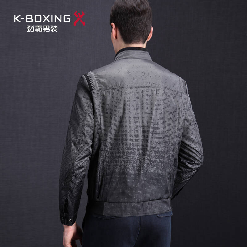 k-boxing 渐变压花纹时尚休闲男士短版夹克/茄克外套|fkdx3755 灰色