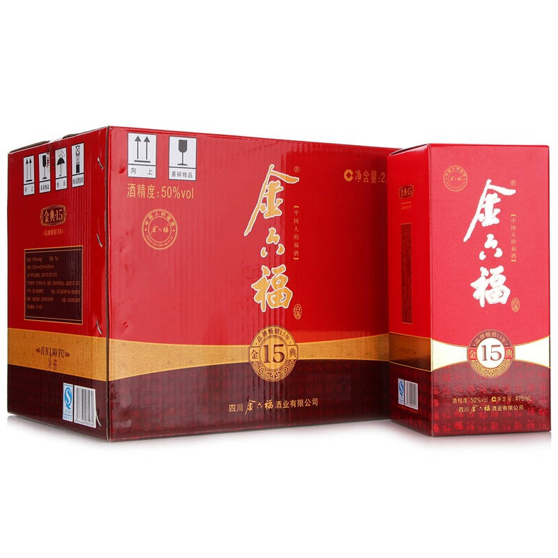 【京东超市】金六福 金典15白酒50度整箱装475ml*6