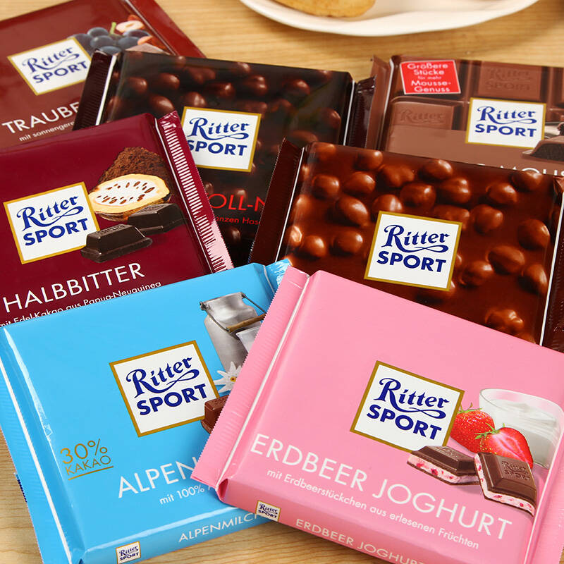 瑞特斯波德ritter sport 德国原装进口巧克力 100g*5