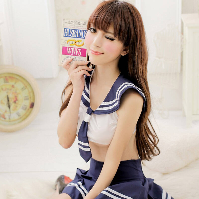 明艳直播女士学生装情趣破解无袖学生服情趣内衣舞台演出服版盒子io制服诱惑情趣图片