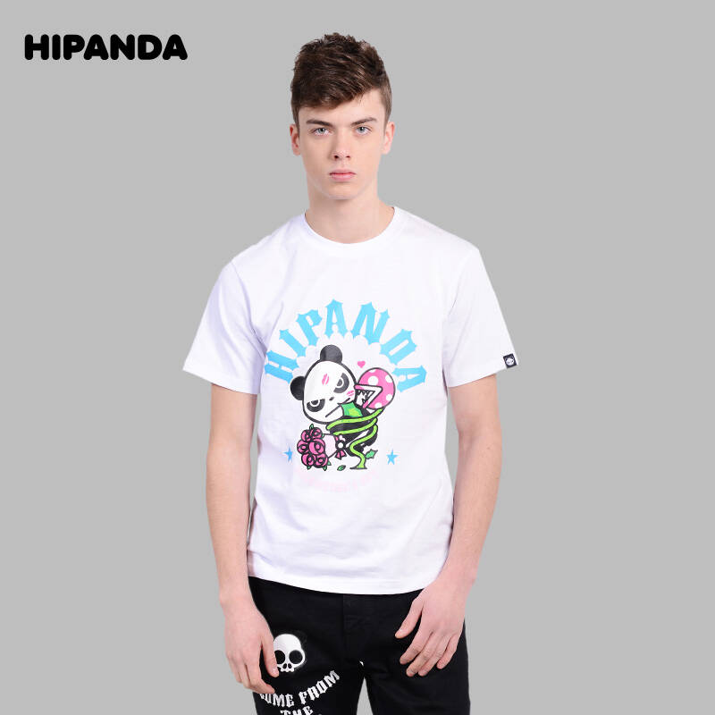 hipanda熊猫 男士t恤短袖t恤男短袖 原创设计潮牌 植物大战僵尸 你好
