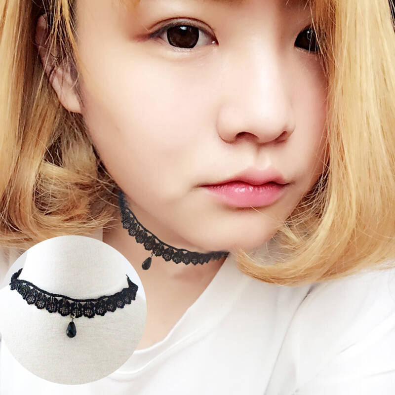 美丽公主原宿复古绒带颈链朋克萝莉蕾丝花朵颈带项圈女短款锁骨项链23