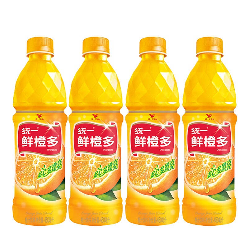 统一 鲜橙多饮料 450ml*4瓶*组 附面膜我的美丽日记