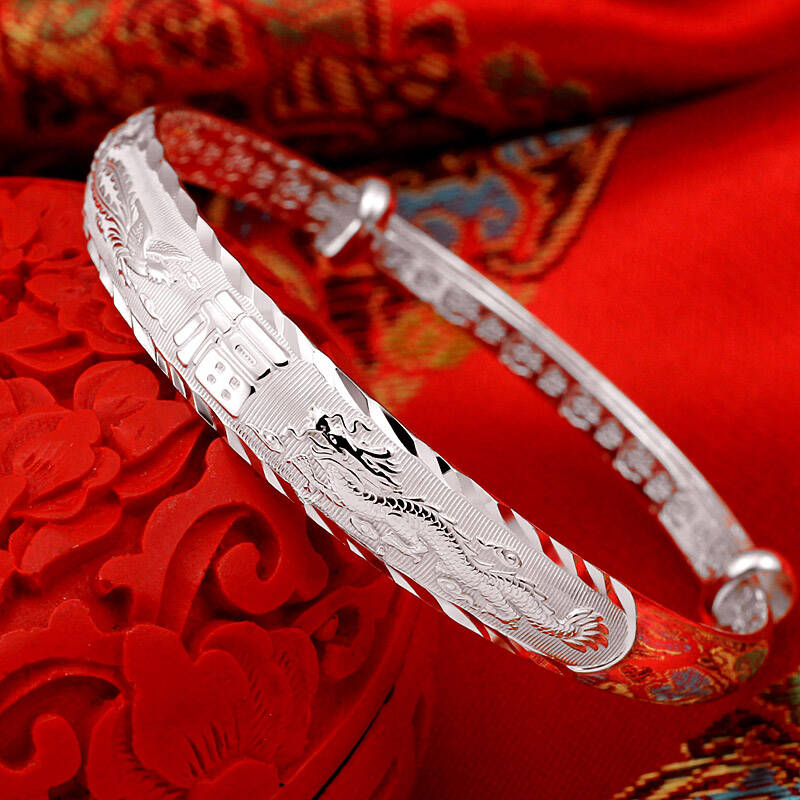纯银手镯女款999足银镯子老凤祥款送妈妈老人女士长辈白银手环银饰品