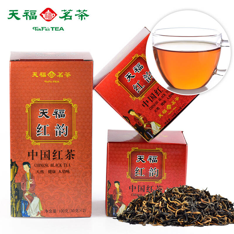 天福茗茶 天福红韵红茶m7 武夷山特技红茶叶100克盒装