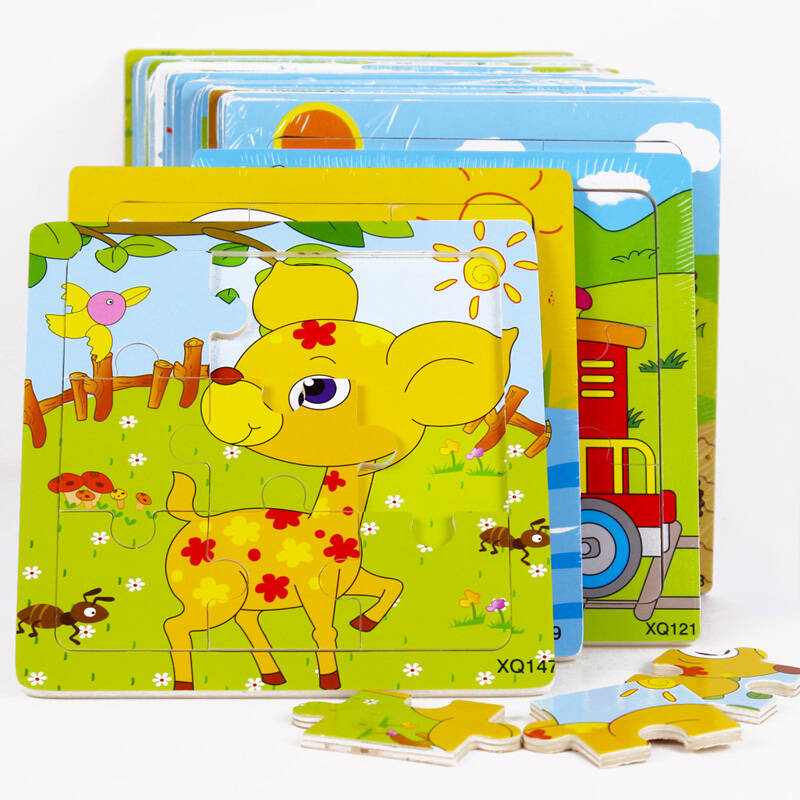 木头玩国9片儿童木质拼图拼板1-3岁动物卡通类动漫益智拼图 玩具 24款