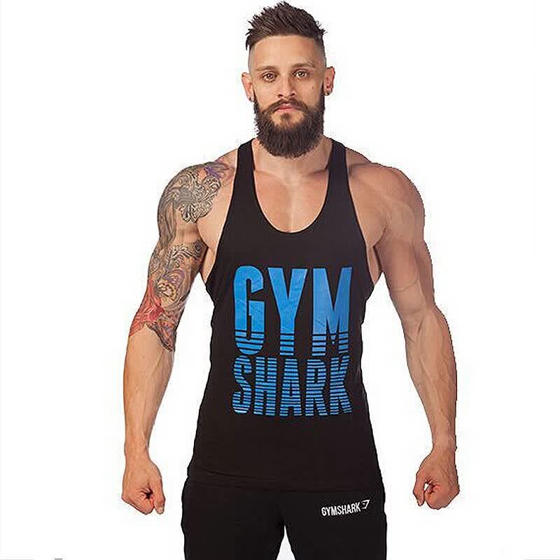 b·morfel 2015欧美gymshark字母健美健身男士纯棉工字背心 运动宽松