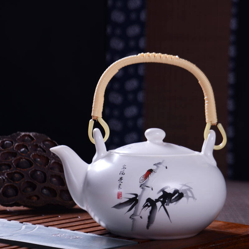 宁不凡 陶瓷提梁壶茶具套装 大茶壶大茶杯套组 高风亮