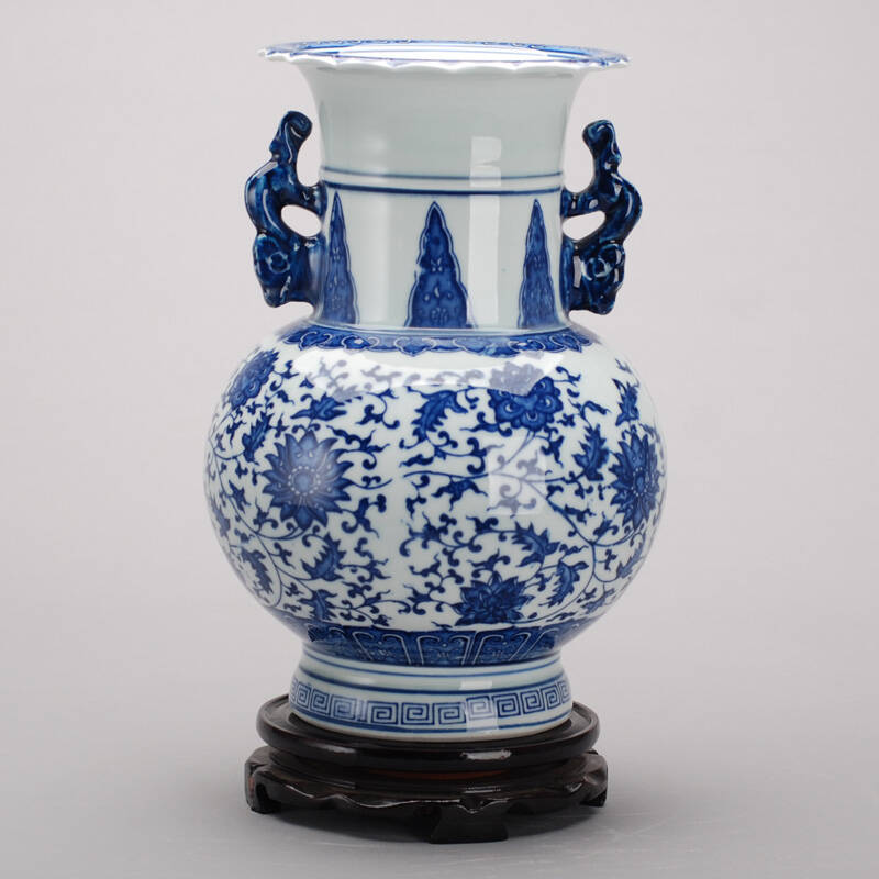 景勤 景德镇陶瓷花瓶 装饰品客厅现代青花釉里红 时尚
