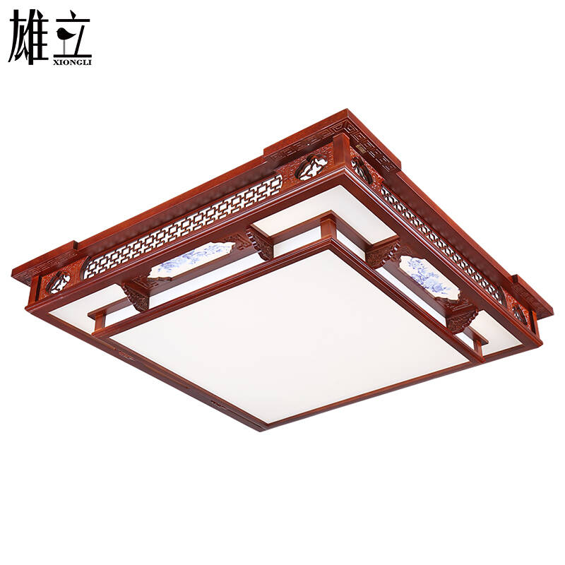 亚克力中式灯具 仿古典羊皮灯饰 实木客厅吸顶灯 led餐厅书房灯饰