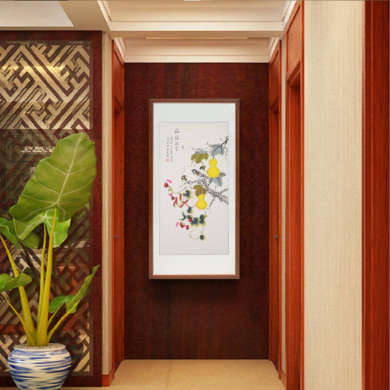 装饰画 竖版 凌雪手工花鸟国画 福禄满堂 裱好画芯