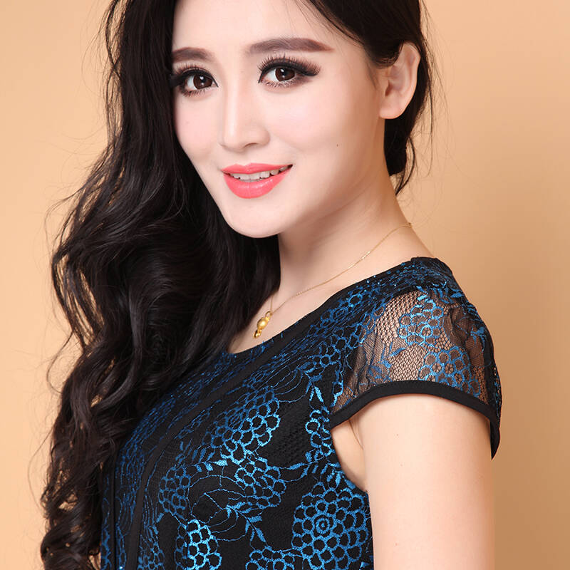 圣诺迪莎2014夏中年女装连衣裙蕾丝a字裙 夏装短袖中腰ol修身显瘦新款