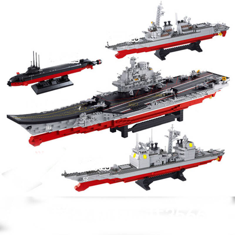 小鲁班 辽宁号航空母舰战斗群四合一套装高仿真拼装模型儿童玩具塑料