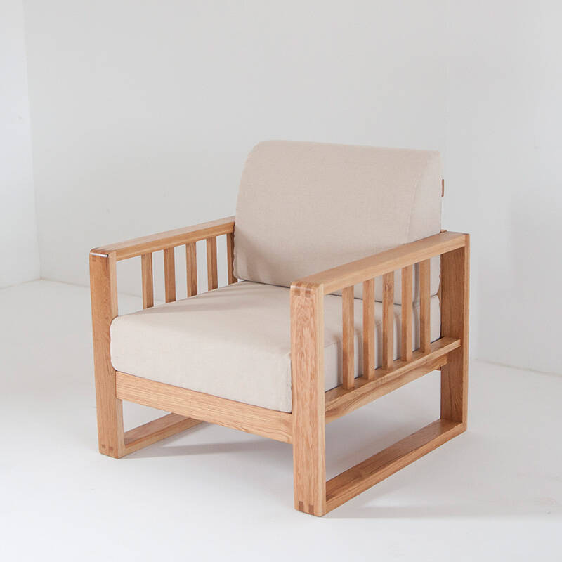 幽玄良品 土风单人沙发 北欧田园风格 客厅实木布艺沙发 北美白橡木