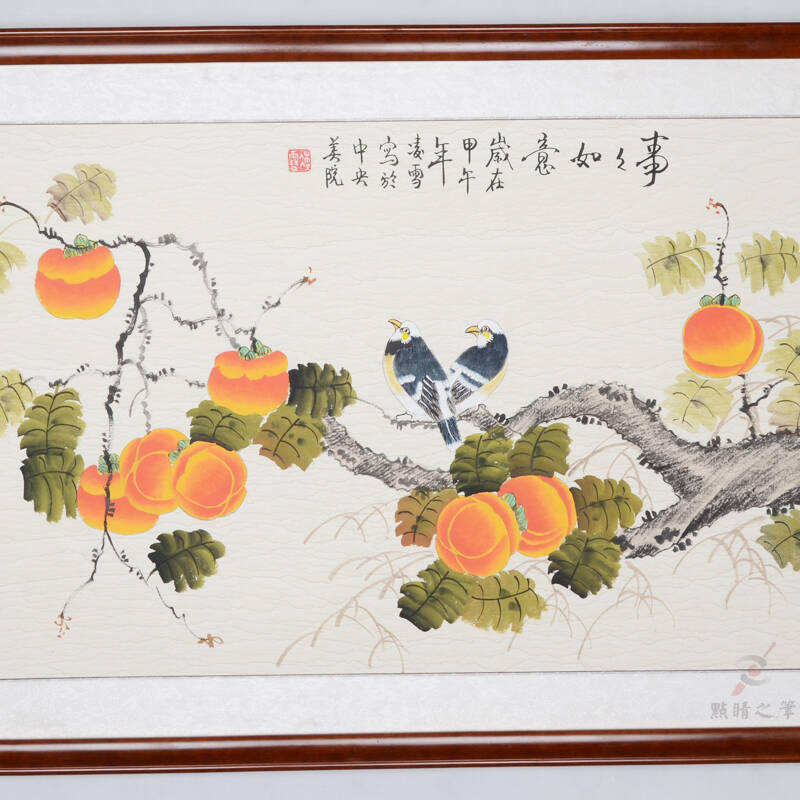 装饰字画 客厅书房卧室装饰工笔花鸟画凌雪亲笔四尺工笔花鸟 事事如意