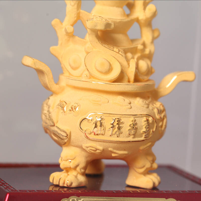 淘运阁金鼎得宝保泰摆件 增财旺事业家居摆件 江汉朝宗四灵金鼎风水