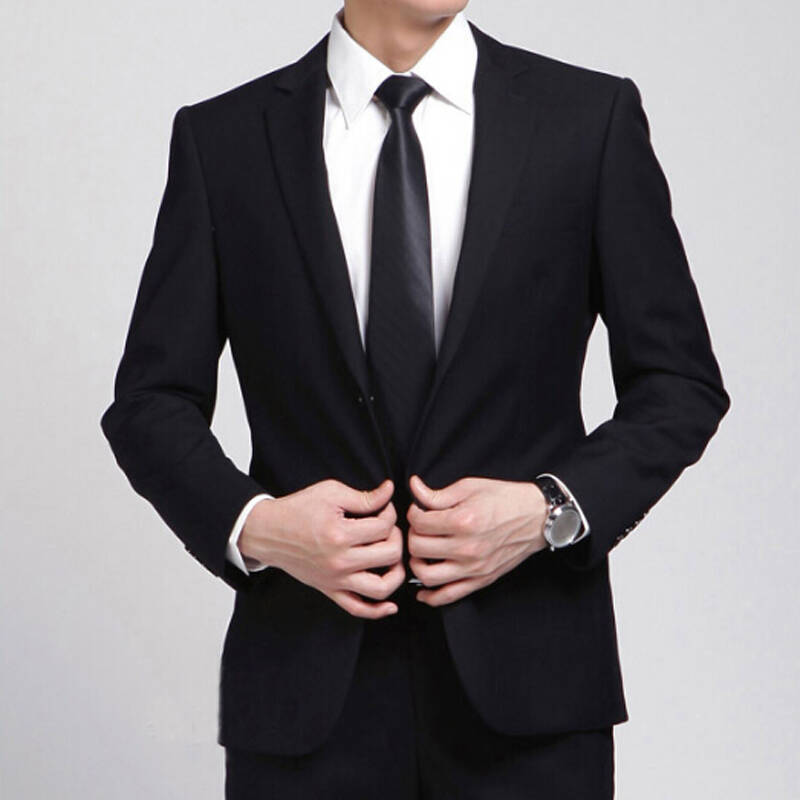 套装修身韩版工作服银行行政金融保险销售专用 黑色 男西服套装50/xl