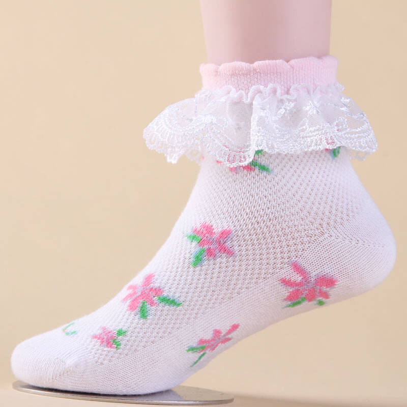 女童袜子 儿童蕾丝花边袜 女孩子袜子 宝宝短袜夏季网眼袜薄款